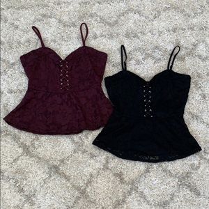 Guess Lace Up Peplum Tops Bundle